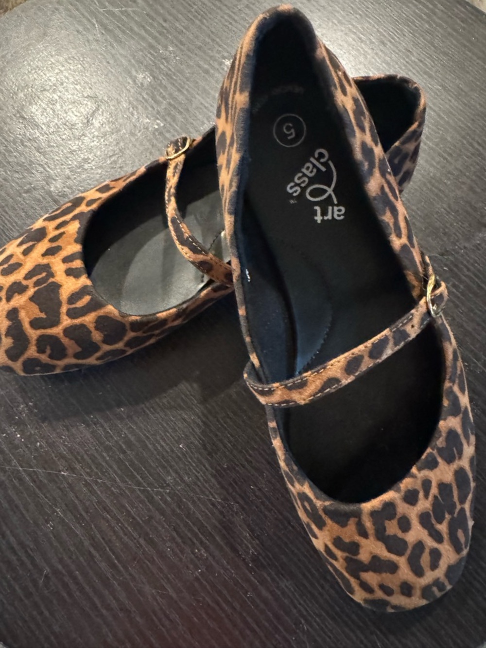 Art Class Leopard Print Mary Jane Flats - Brown Black - Great condition